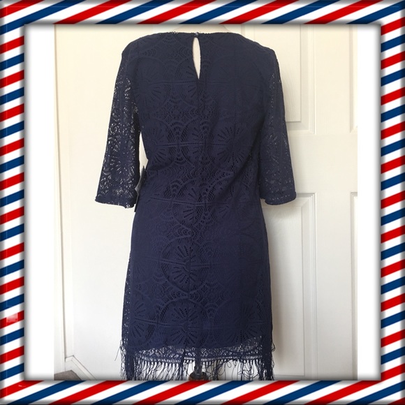 Junior Girls Navy Blue Allover Lace Dress As U Wish - Picture 3 of 3